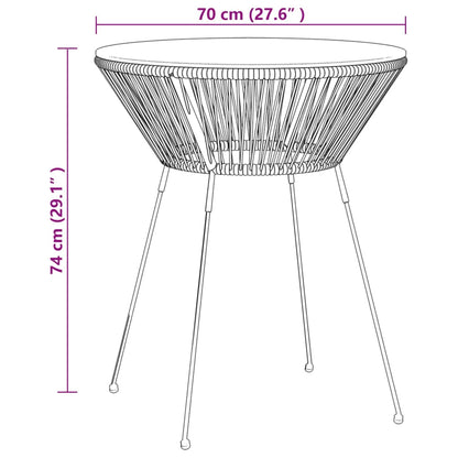 Dining Set | Black | Round PVC Rattan | Decorative Inlays | Dining Set