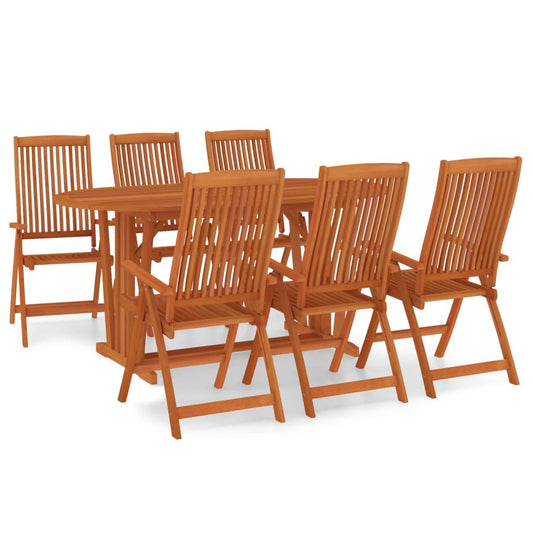 Garden Dining Set | Reddish-brown | Solid eucalyptus wood | 7 Piece Set