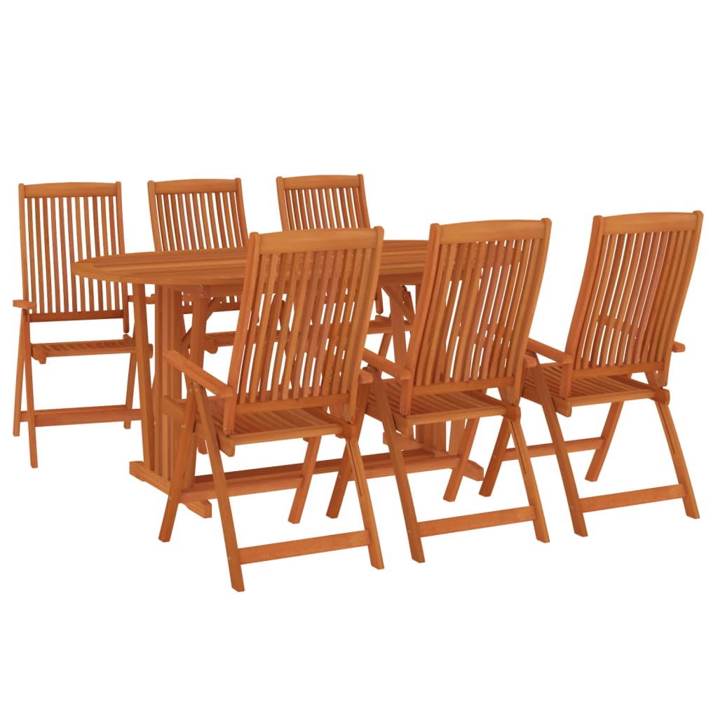 Garden Dining Set | Reddish-brown | Solid eucalyptus wood | 7 Piece Set