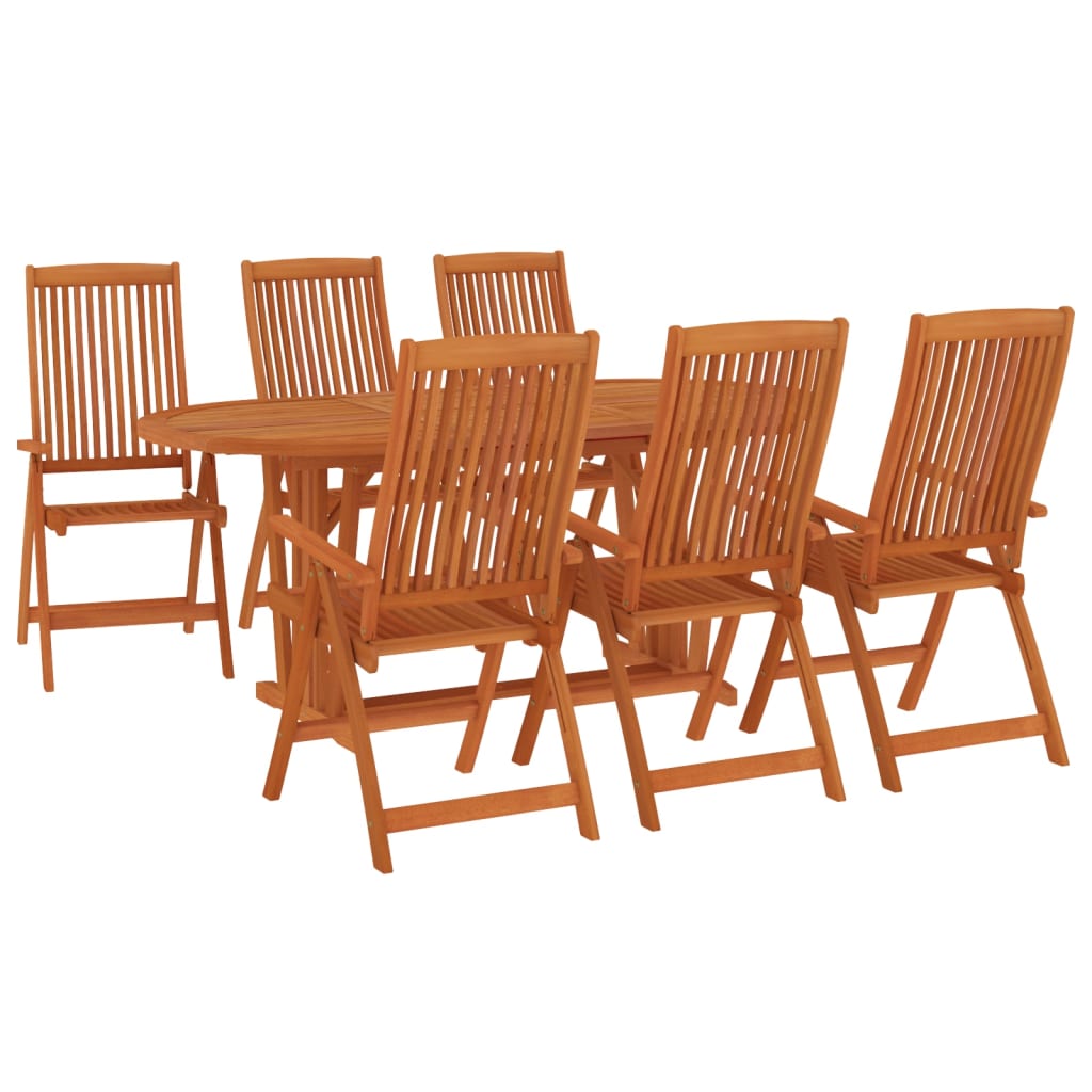 Garden Dining Set | Reddish-brown | Solid eucalyptus wood | Large