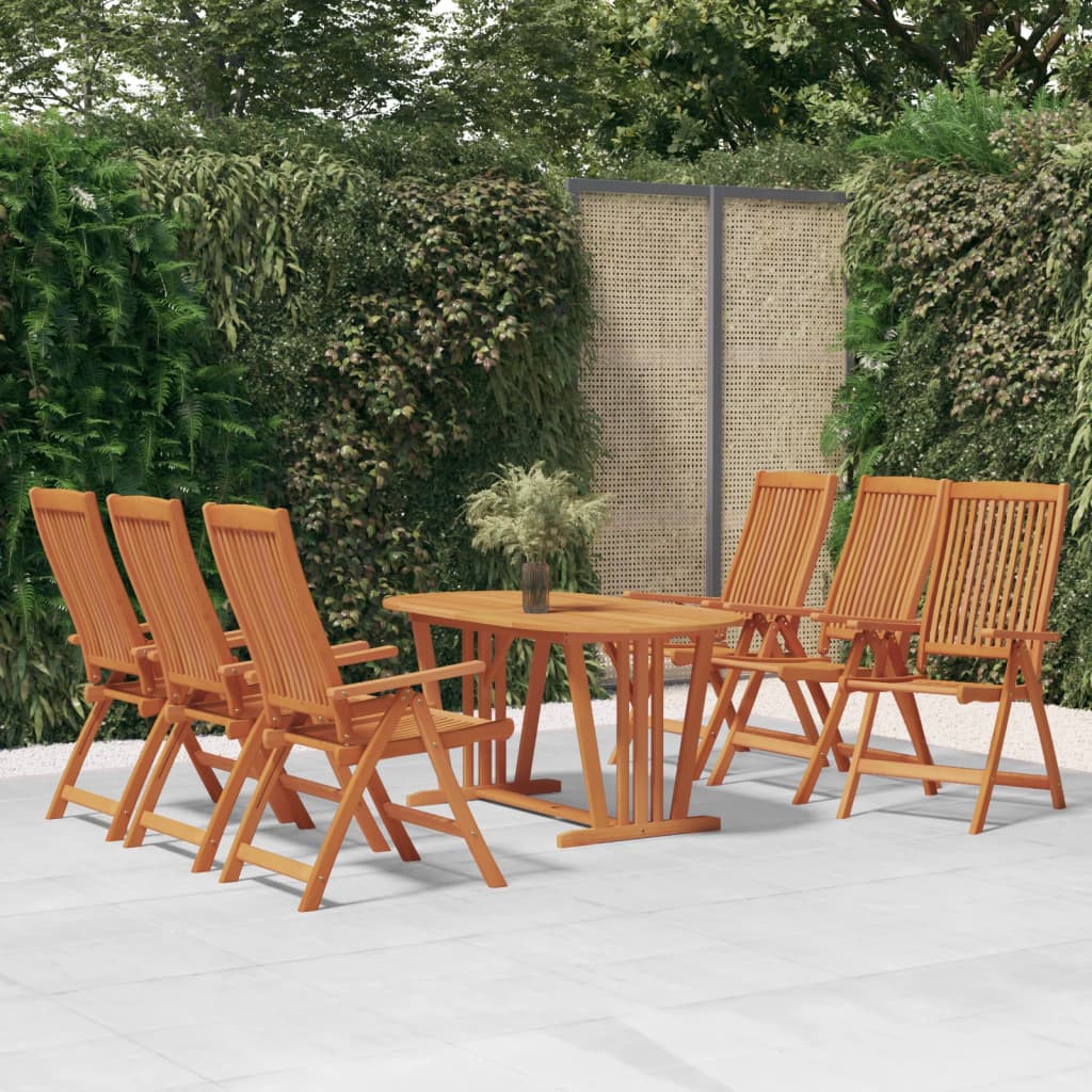 Garden Chair | Set of 6 | Brown | Solid eucalyptus wood | Medium