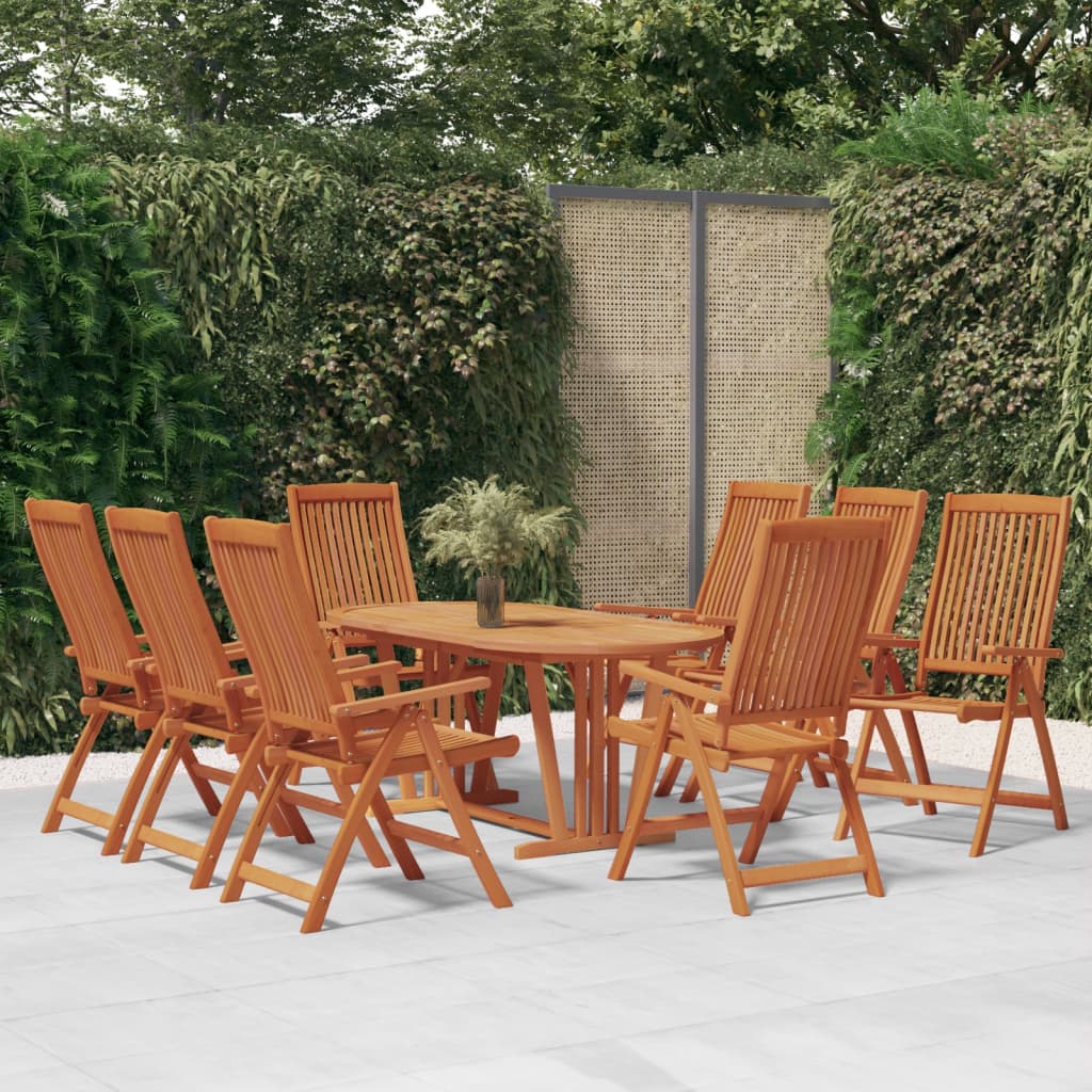 Garden Chair | Set of 8 | Natural wood | Solid eucalyptus wood | Standard