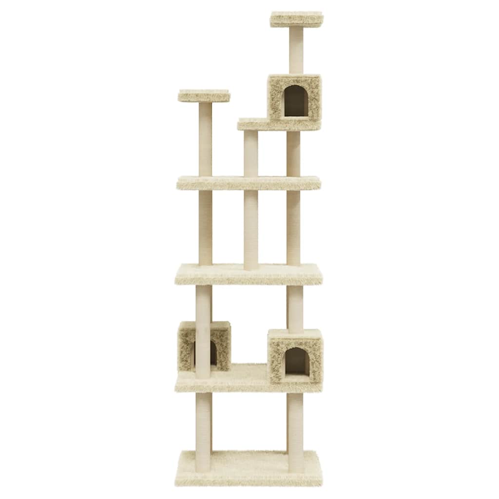 Cat Tree with Sisal Scratching Posts Cream 188 cm