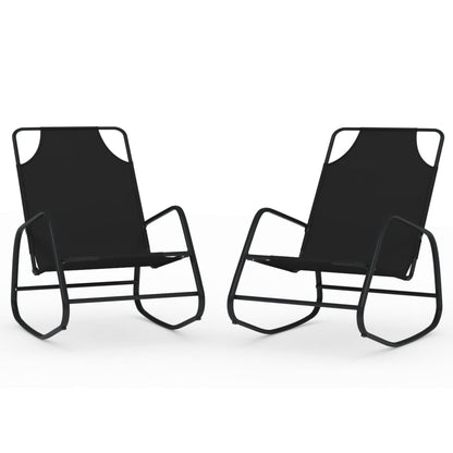 Sun Lounger | Set of 2 | Black | Powder-coated steel, textilene
