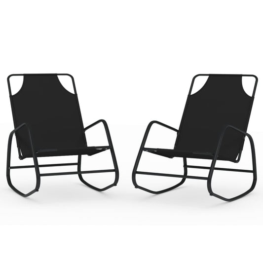 Sun Lounger | Set of 2 | Black | Powder-coated steel, textilene