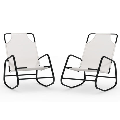 Sun Lounger | Set of 2 | Cream | Strong Powder-coated steel, textilene