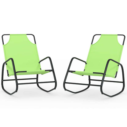Sun Lounger | Set of 2 | Green | Powder-coated steel, Textilene