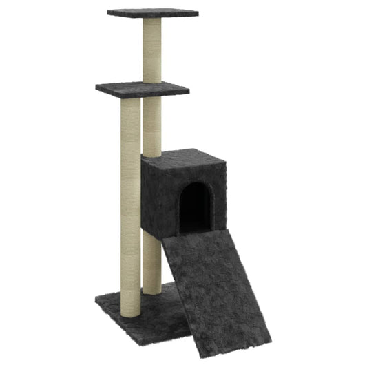 Cat Tree with Sisal Scratching Posts Dark Grey 92 cm
