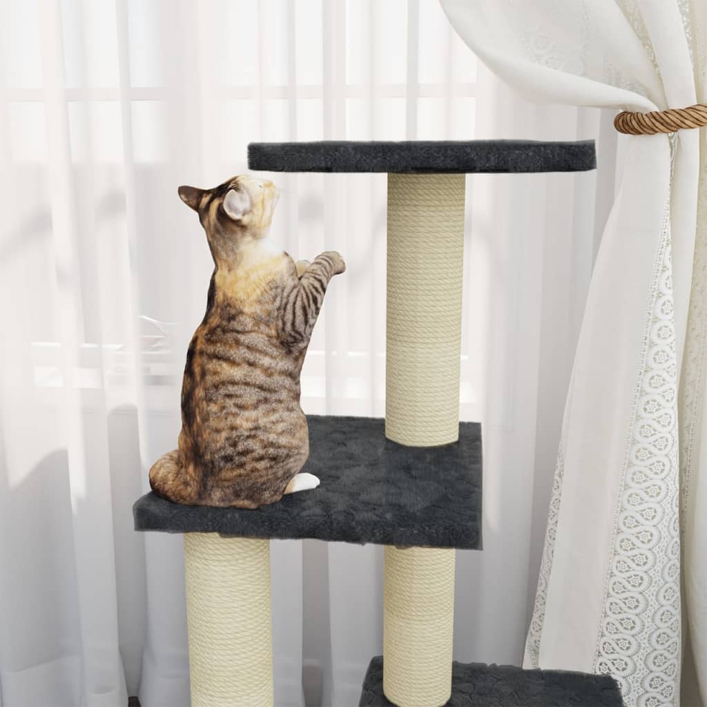 Cat Tree with Sisal Scratching Posts Dark Grey 92 cm