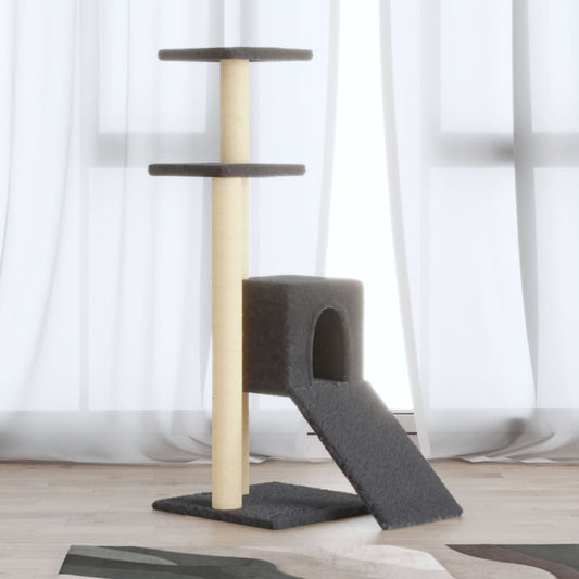 Cat Tree with Sisal Scratching Posts Dark Grey 92 cm