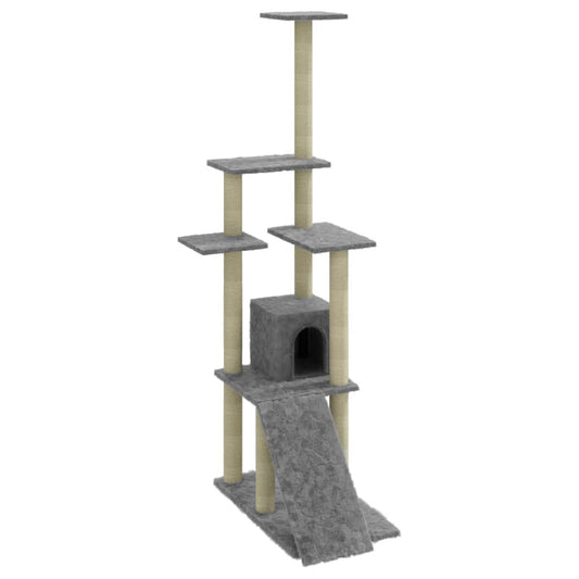 Cat Tree with Sisal Scratching Posts Light Grey 155 cm