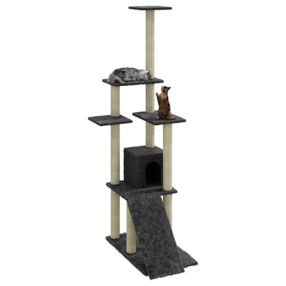 Cat Tree with Sisal Scratching Posts Dark Grey 155 cm