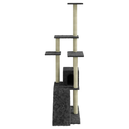 Cat Tree with Sisal Scratching Posts Dark Grey 155 cm