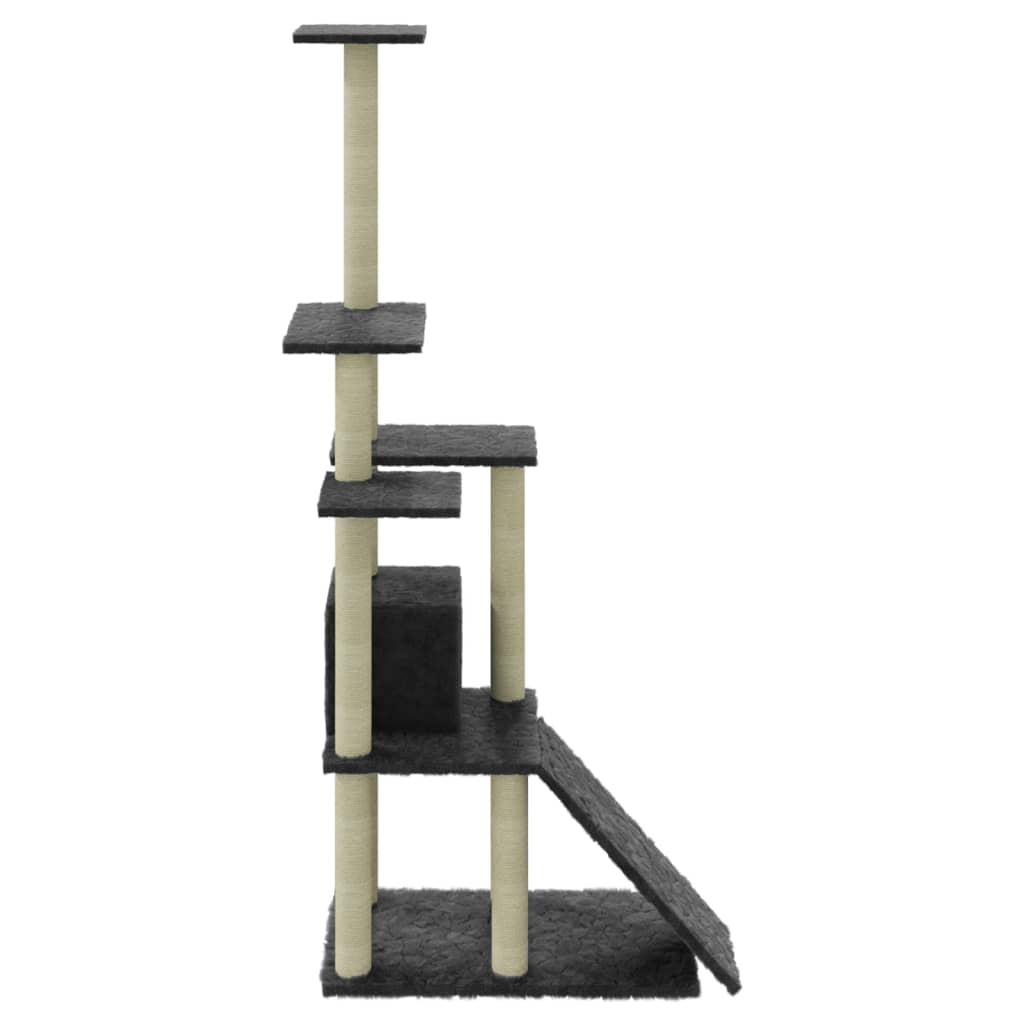 Cat Tree with Sisal Scratching Posts Dark Grey 155 cm