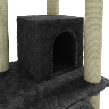 Cat Tree with Sisal Scratching Posts Dark Grey 155 cm