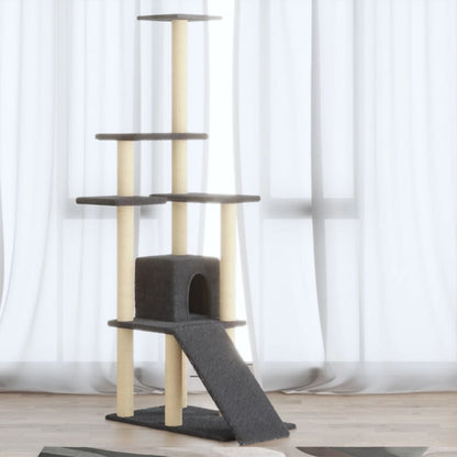Cat Tree with Sisal Scratching Posts Dark Grey 155 cm