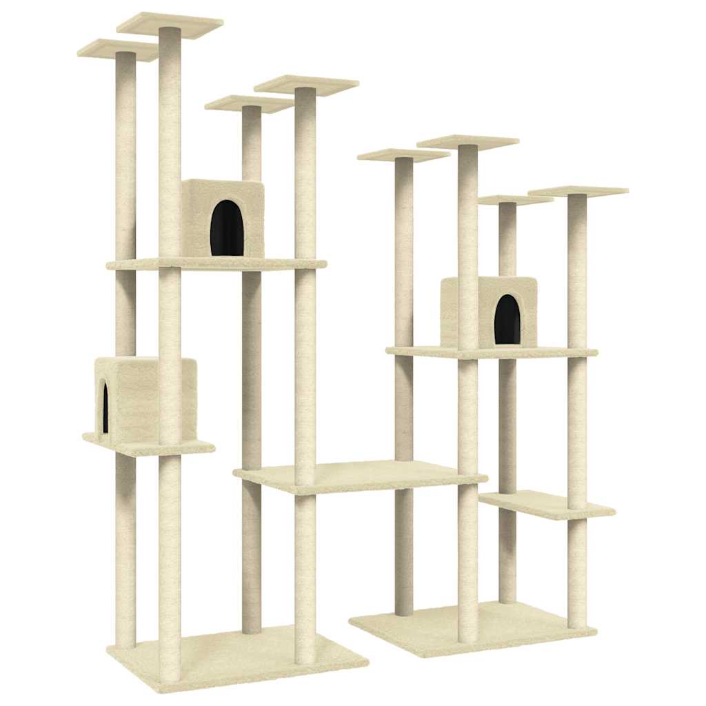 Cat Tree with Sisal Scratching Posts Cream 174 cm