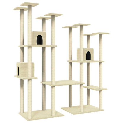 Cat Tree with Sisal Scratching Posts Cream 174 cm