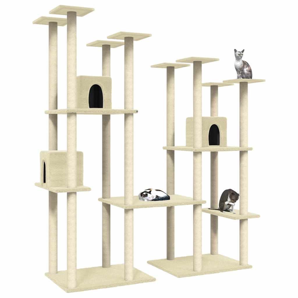 Cat Tree with Sisal Scratching Posts Cream 174 cm
