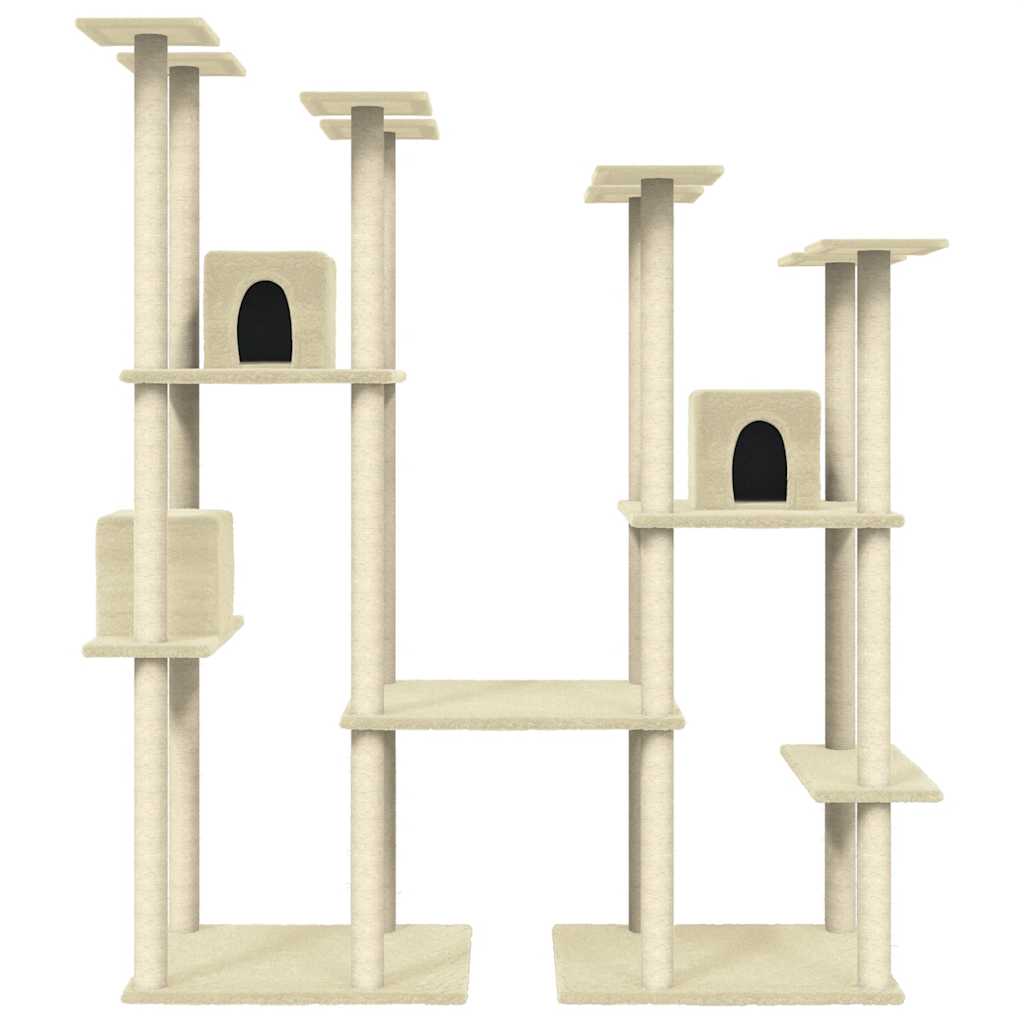 Cat Tree with Sisal Scratching Posts Cream 174 cm