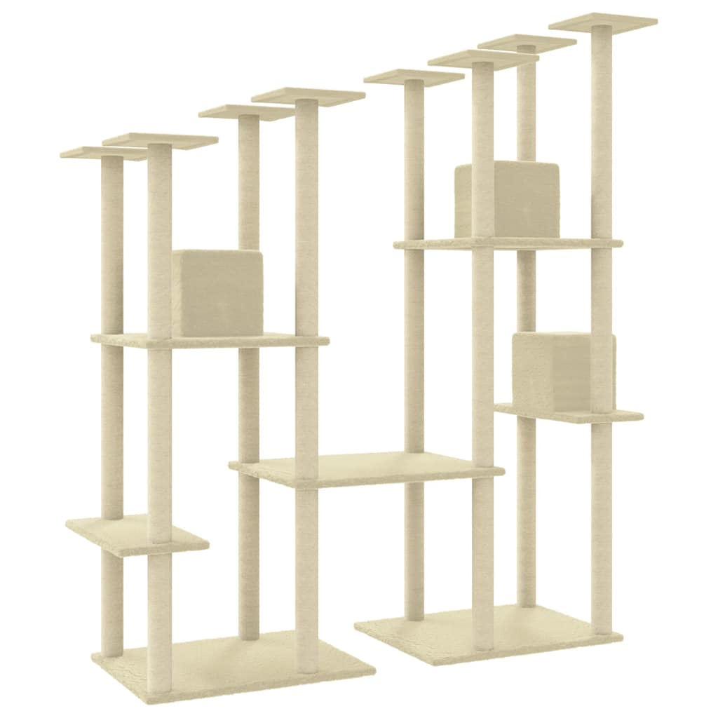 Cat Tree with Sisal Scratching Posts Cream 174 cm