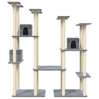 Cat Tree with Sisal Scratching Posts Light Grey 174 cm
