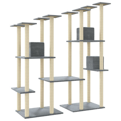 Cat Tree with Sisal Scratching Posts Light Grey 174 cm