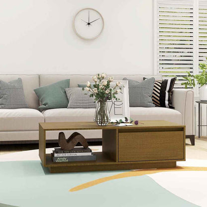 809885 vidaXL Coffee Table Honey Brown 110x50x33,5 cm Solid Wood Pine