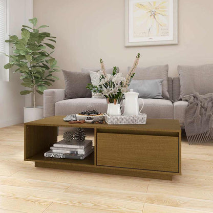 809885 vidaXL Coffee Table Honey Brown 110x50x33,5 cm Solid Wood Pine