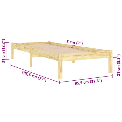 Bed Frame | Natural Wood | Solid Pine Wood | Single | Durable | Bed Frame