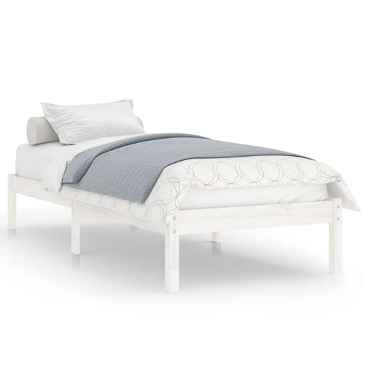 Bed Frame | White | Solid Pine Wood | 90x190 cm | Bed Frame | Rectangular