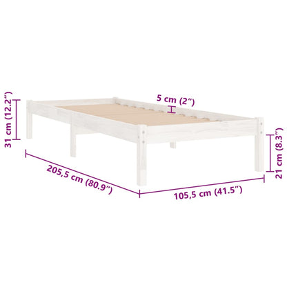Bed Frame | White | Solid Pine Wood | Single | Sturdy | Bed Frame
