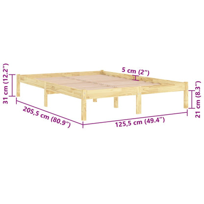 Bed Frame | Natural pine | Solid pinewood | 120x200 cm |  Durable