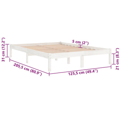 Bed Frame | White | Solid pinewood | 120x200 cm mattress size | Durable