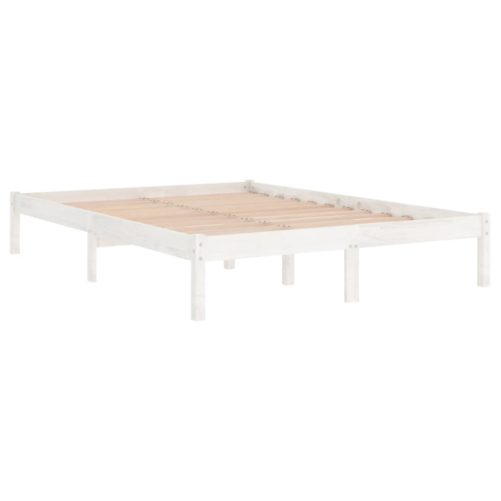810018 vidaXL Bed Frame without Mattress White Solid Wood 140x200 cm