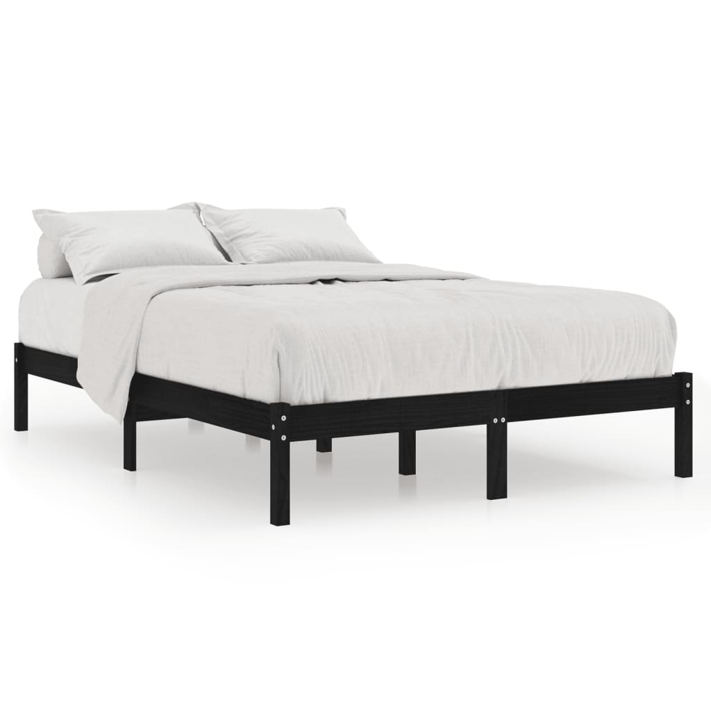Bed Frame | Black | Solid pinewood | King Size | Durable | Bed Frame