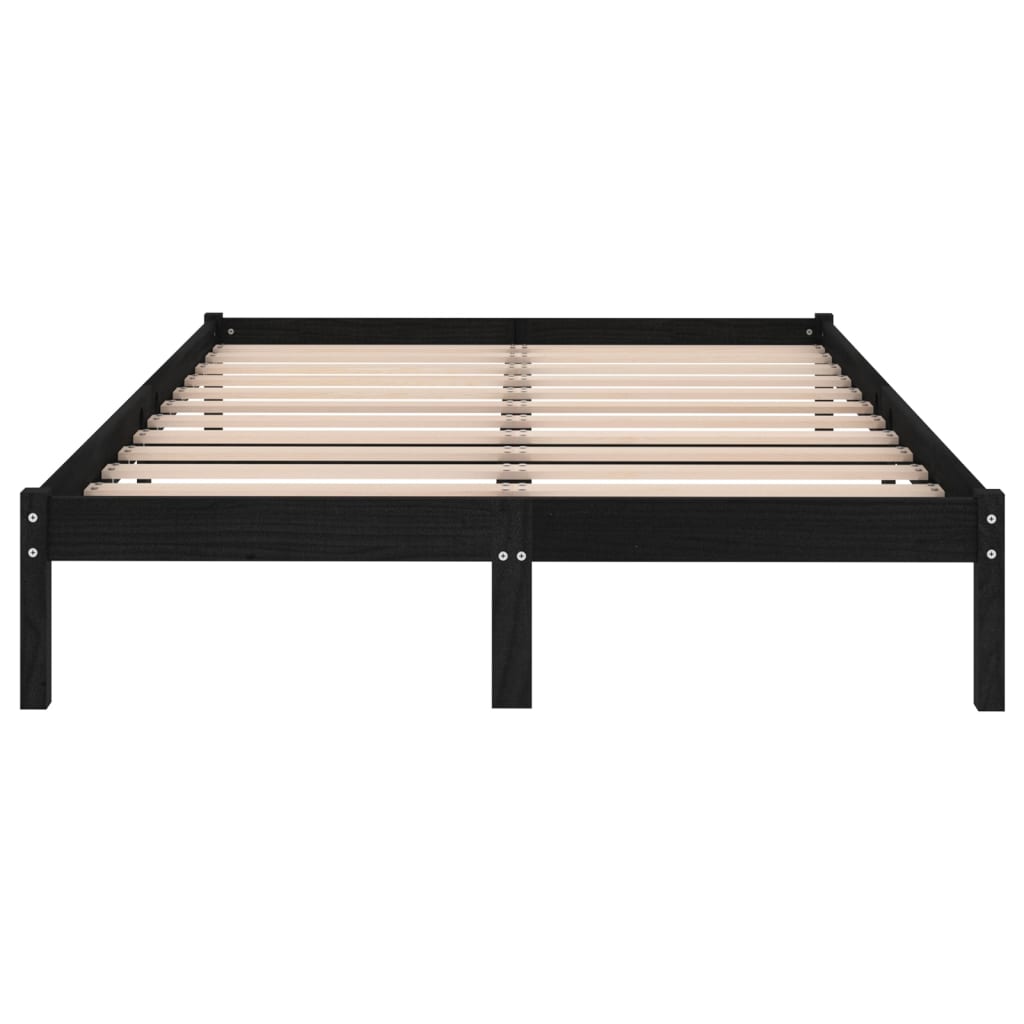Bed Frame | Black | Solid pinewood | King Size | Durable | Bed Frame