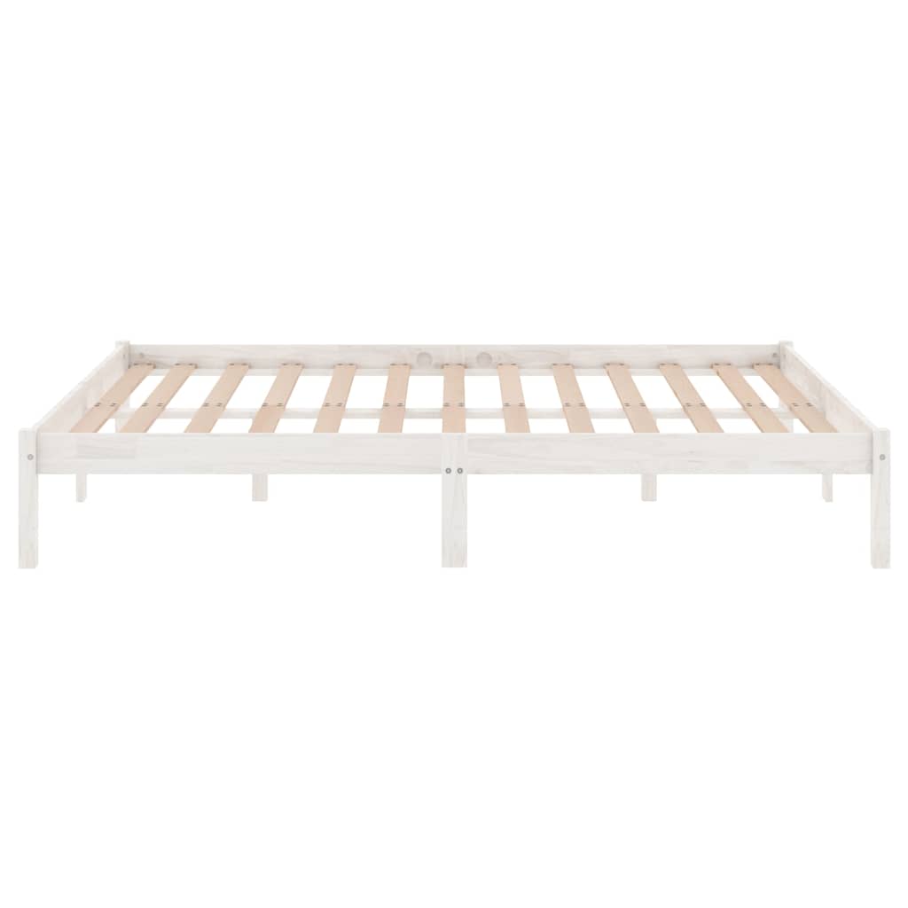 Bed Frame without Mattress White Solid Wood Super King Size