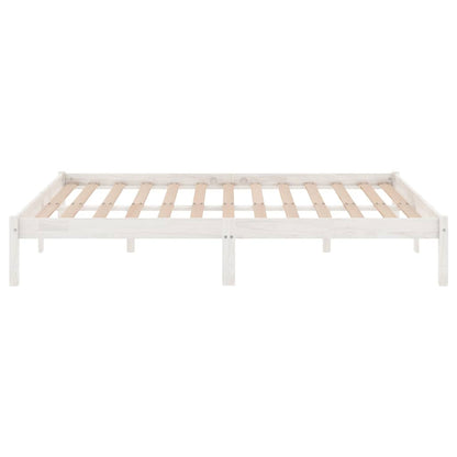 Bed Frame without Mattress White Solid Wood Super King Size