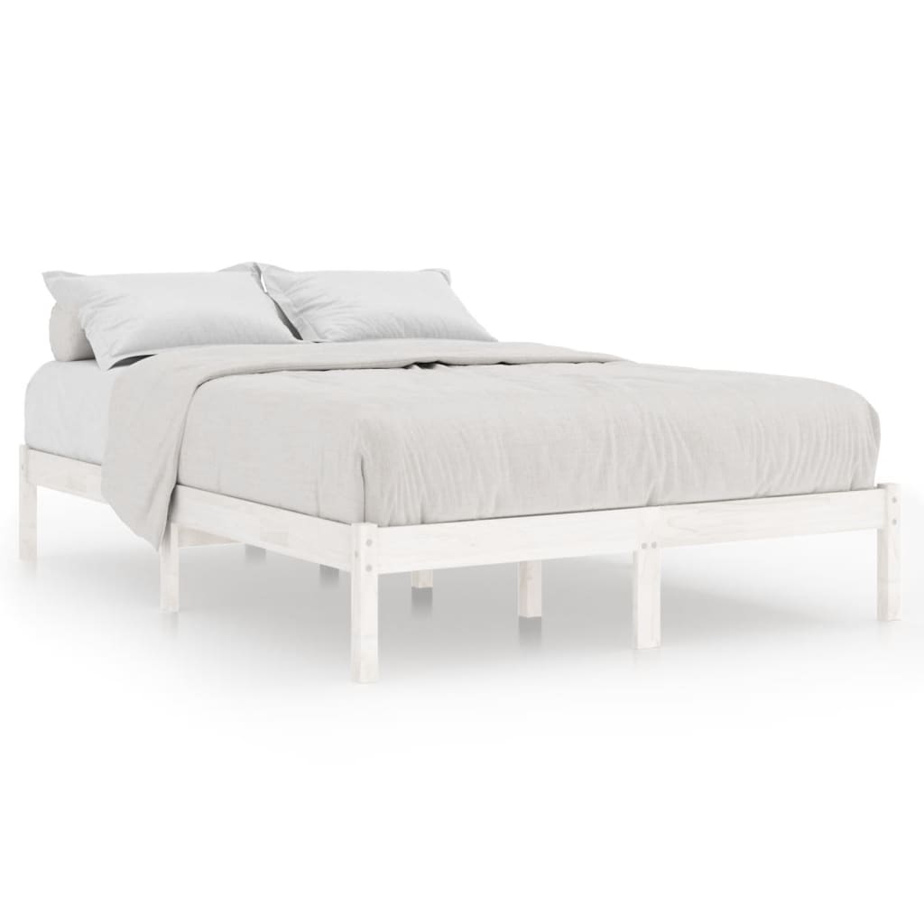 Bed Frame | White | Solid pine wood | 200x200 cm | Durable | Bed Frame