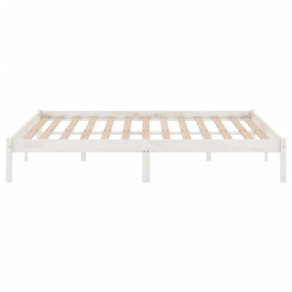 Bed Frame | White | Solid pine wood | 200x200 cm | Durable | Bed Frame