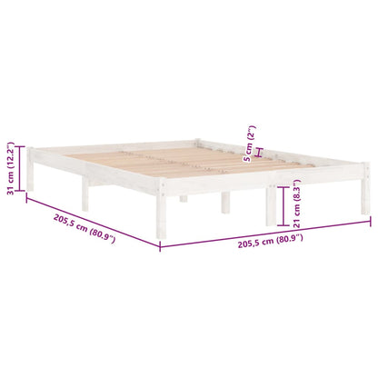 Bed Frame | White | Solid pine wood | 200x200 cm | Durable | Bed Frame