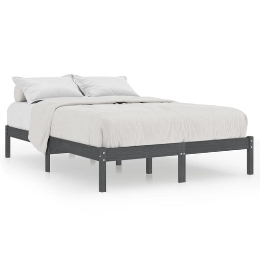 Bed Frame | Grey | Solid pinewood | 200 x 200 cm | Durable | Bed Frame