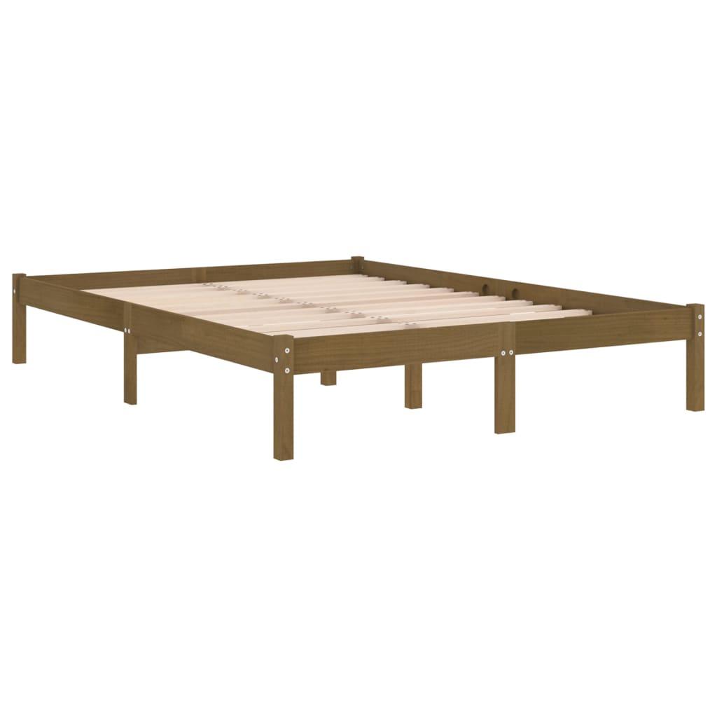 Bed Frame | Honey brown | Solid pine wood | 200x200 cm | Durable