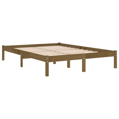 Bed Frame | Honey brown | Solid pine wood | 200x200 cm | Durable