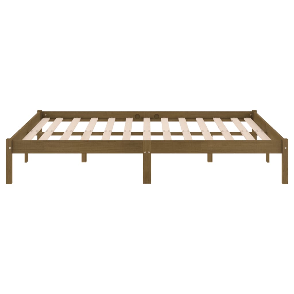 Bed Frame | Honey brown | Solid pine wood | 200x200 cm | Durable