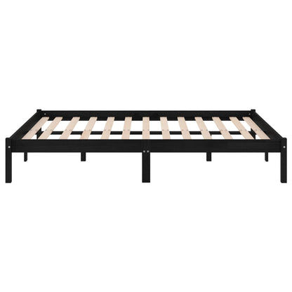 810041 vidaXL Bed Frame without Mattress Black Solid Wood 200x200 cm