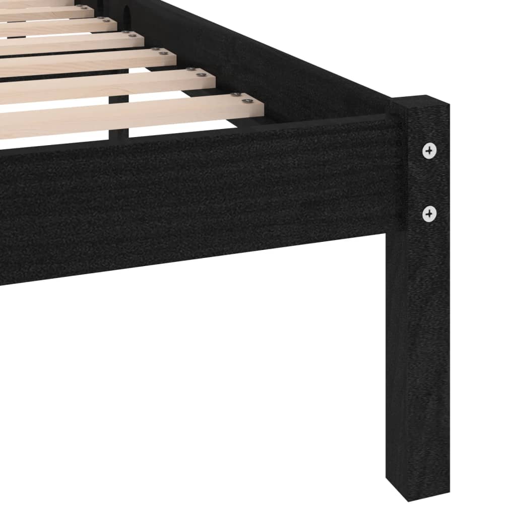810041 vidaXL Bed Frame without Mattress Black Solid Wood 200x200 cm