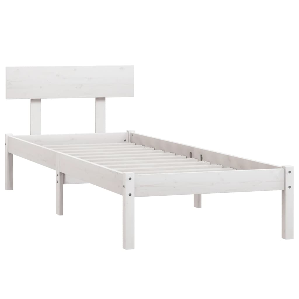 Bed Frame | White | Solid pinewood | Single |  Durable  | Bed Frame