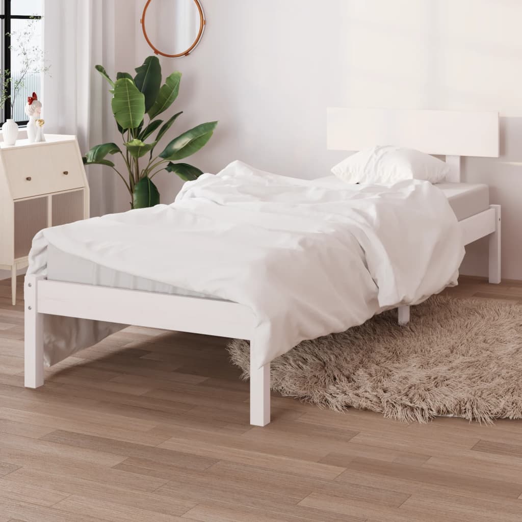 Bed Frame | White | Solid pinewood | Single |  Durable  | Bed Frame